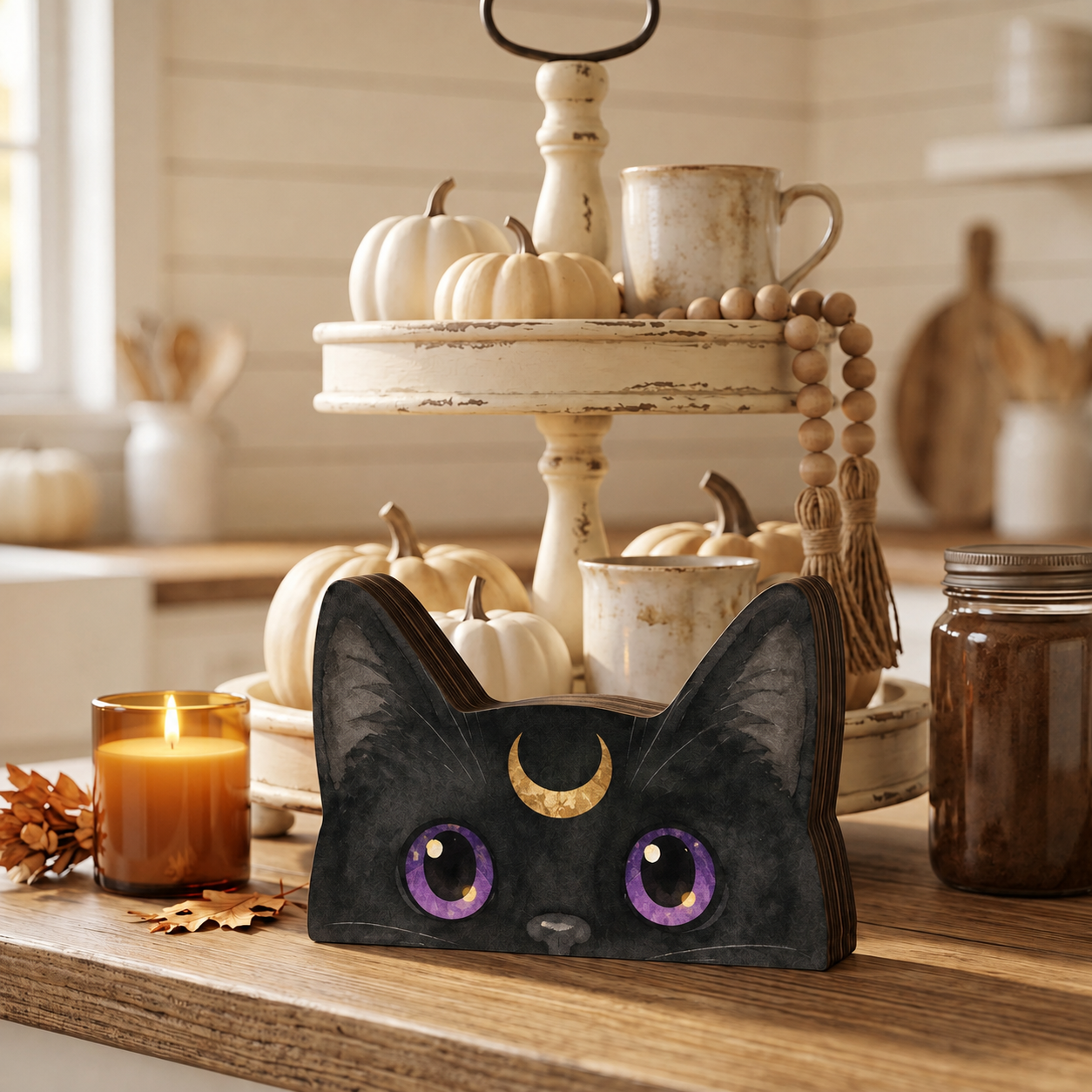 Vintage Halloween Decor Indoor, Retro Wooden Block for Shelf Decor, Black Cat Halloween Decor, 90s Halloween Decorations, Housewarming Gift cfbe559a-4606-4e8f-bdca-d61f68d903e6-banner-1.png