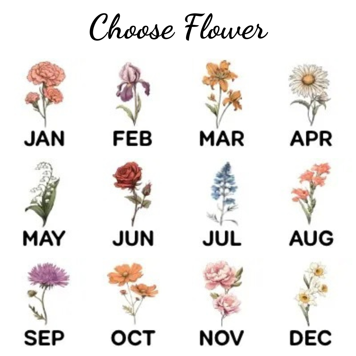 Custom Flower Printed LED Night Light, Birth Month Flower, Custom Name, Gift For Her