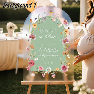 Pink Wildflowers Baby Shower Sign, Floral Girls Baby In Bloom Sign, Girl Shower Welcome Sign, Girls Baby Shower Decorations