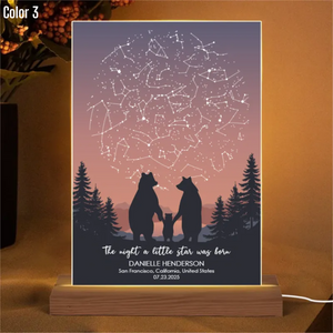 The Night A Little Star Was Born - Personalized 3D LED Light Wooden Base - Gift For Baby, New Mom Gift, New Dad Gift