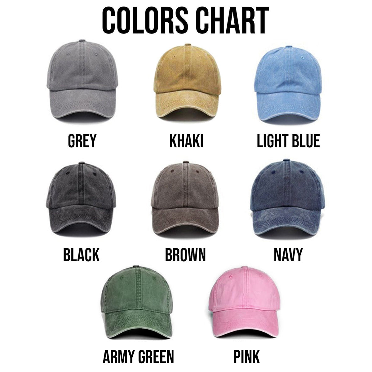 Personalized Dad Embroidered Hat | Custom Grandpa Hat with Est Year | Vintage Baseball Cap for New Dad | Father's Day Gift for Dad, Papa color_chart_2_f8d5c74b-5f18-480e-ad29-d309e0306c52.jpg