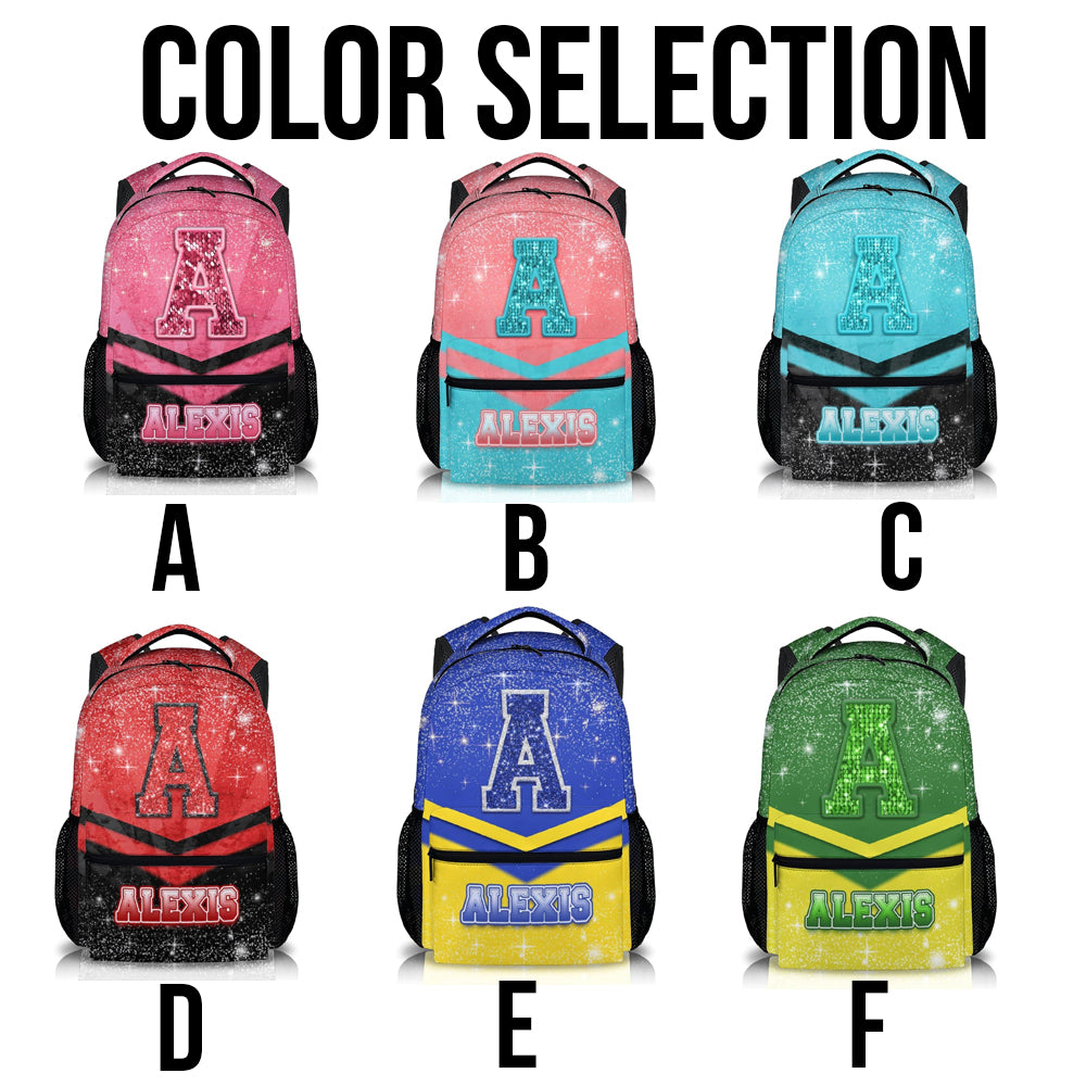 Custom Kindergarten Backpack for Girls Boys, Personalized Glitter Cheer School Bag for Kids Preschool Elementary - Red Cheerleader Daypack for School Travel Gym Work Hiking Camping