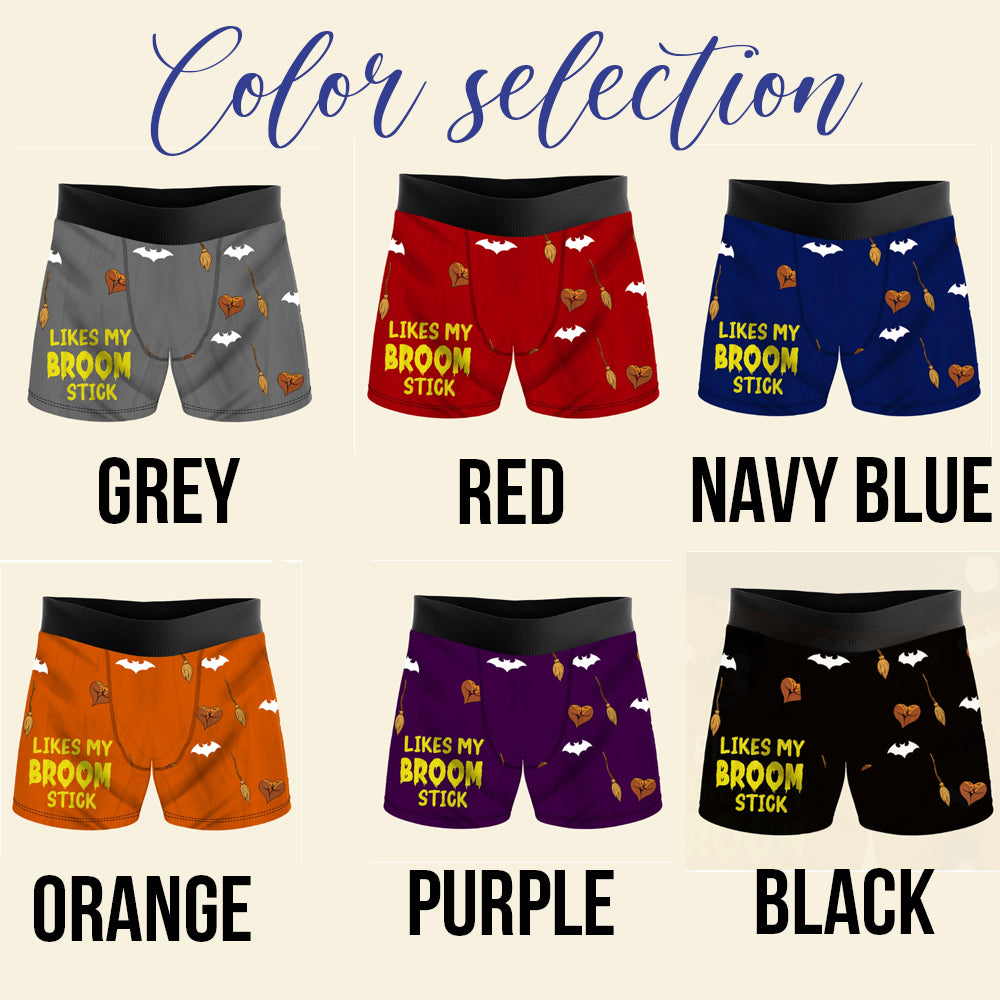 She Likes My Broom Stick, Personalized Custom Photo Men s Boxer Briefs, Halloween Gift For Couple, Boyfriend, Husband