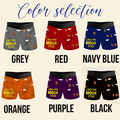 She Likes My Broom Stick, Personalized Custom Photo Men s Boxer Briefs, Halloween Gift For Couple, Boyfriend, Husband