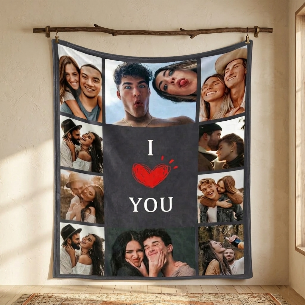Custom Photo Blanket I Love You Girlfriend Boyfriend Gifts, Personalized Blankets Couples Gifts Christmas Blankets Women Gifts