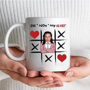 You Won My Heart, Personalized Funny Mug , Tic-tac-toe Game Valentine s Day Gift, XOXO Mug, Valentine's Gift, Couples Mug, Custom Mug, Funny Anniversary Gift, Custom Gift