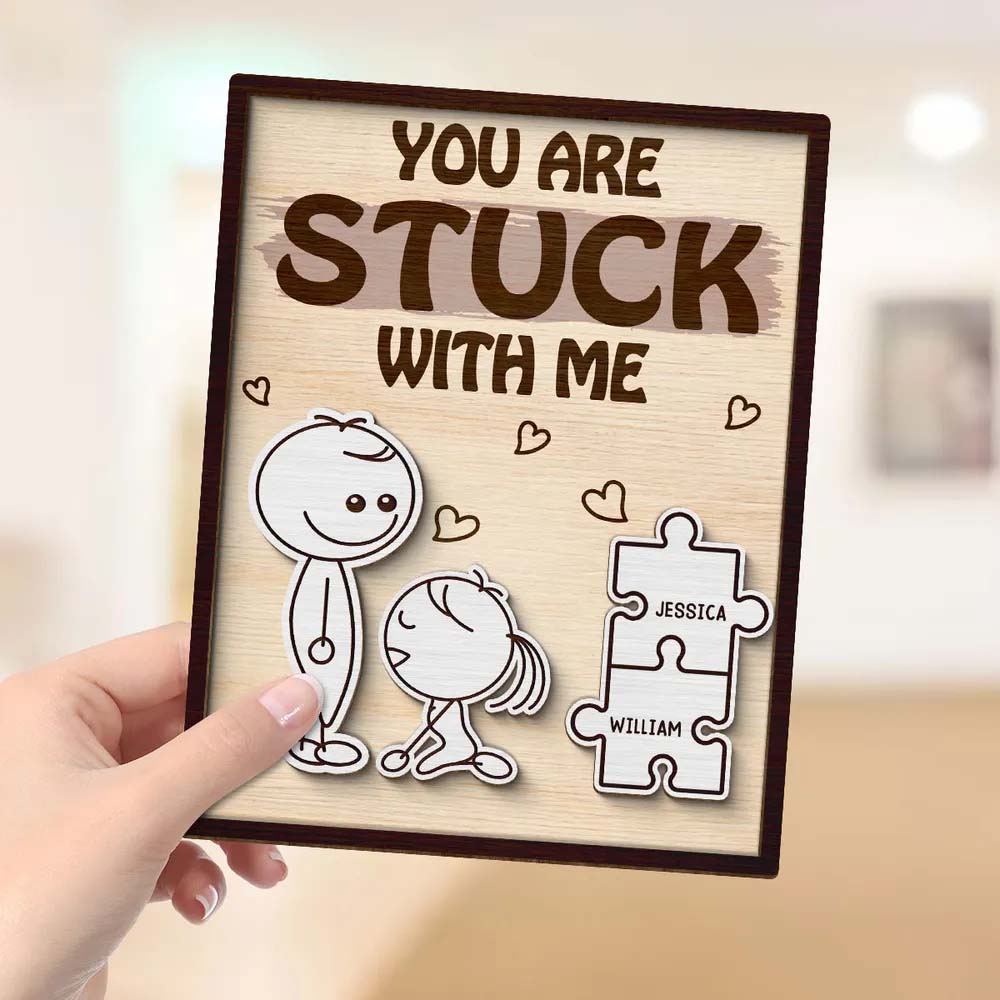 Funny Inappropriate Couple You Make Me Cumplete - Personalized 2-Layered Wooden Plaque - Funny Valentine's Day Gift For Couple