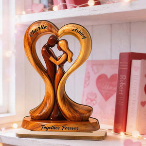 Together Forever Wooden Couple - Personalized 2-Layered Wooden Plaque - Anniversary, Valentine's Day Gift, Gift For Him, Gift For Her