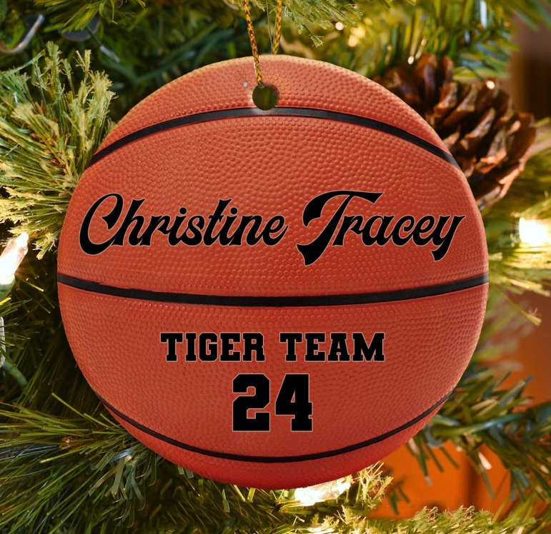 Custom Basketball Ceramic Ornament, Basketball Player Gift, Christmas Gift For Son/Daughter, Basketball Team Gift