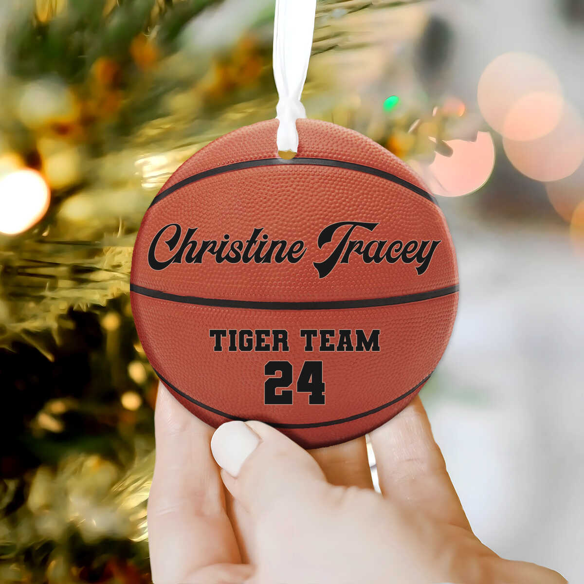 Custom Basketball Ceramic Ornament, Basketball Player Gift, Christmas Gift For Son/Daughter, Basketball Team Gift