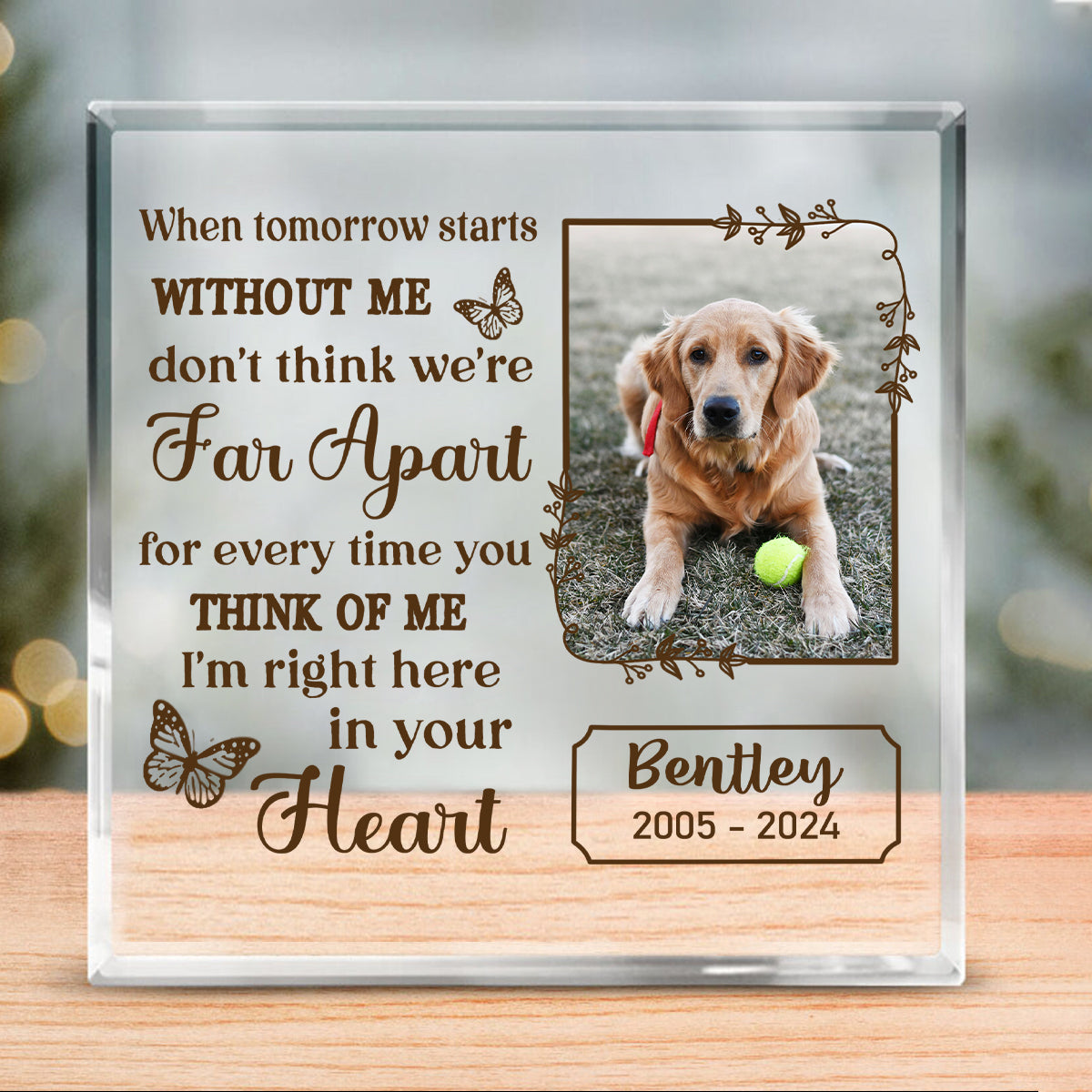 Custom Photo When Tomorrow Starts Without Me Pet Memorial Acrylic Plaque, Personal Creations Pet Sympathy Gifts, In Memory Gifts For Pet