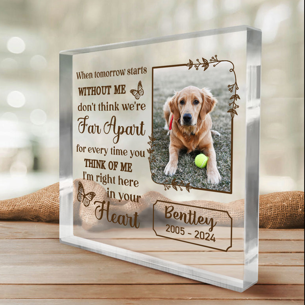 Custom Photo When Tomorrow Starts Without Me Pet Memorial Acrylic Plaque, Personal Creations Pet Sympathy Gifts, In Memory Gifts For Pet