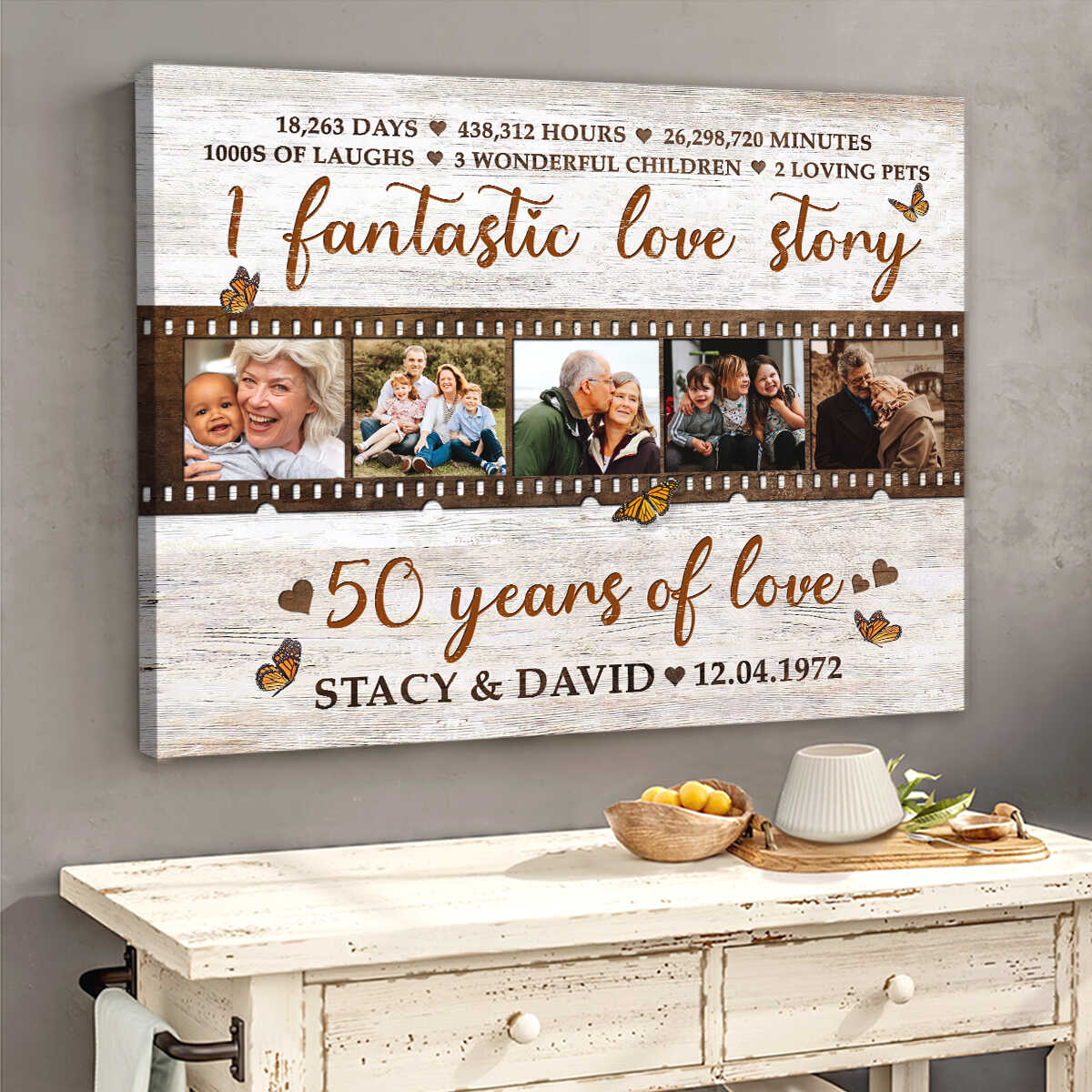 50th Anniversary Gift For Couple, 50th Anniversary Gifts Custom Collage Gift, Golden 50th Anniversary For Parents