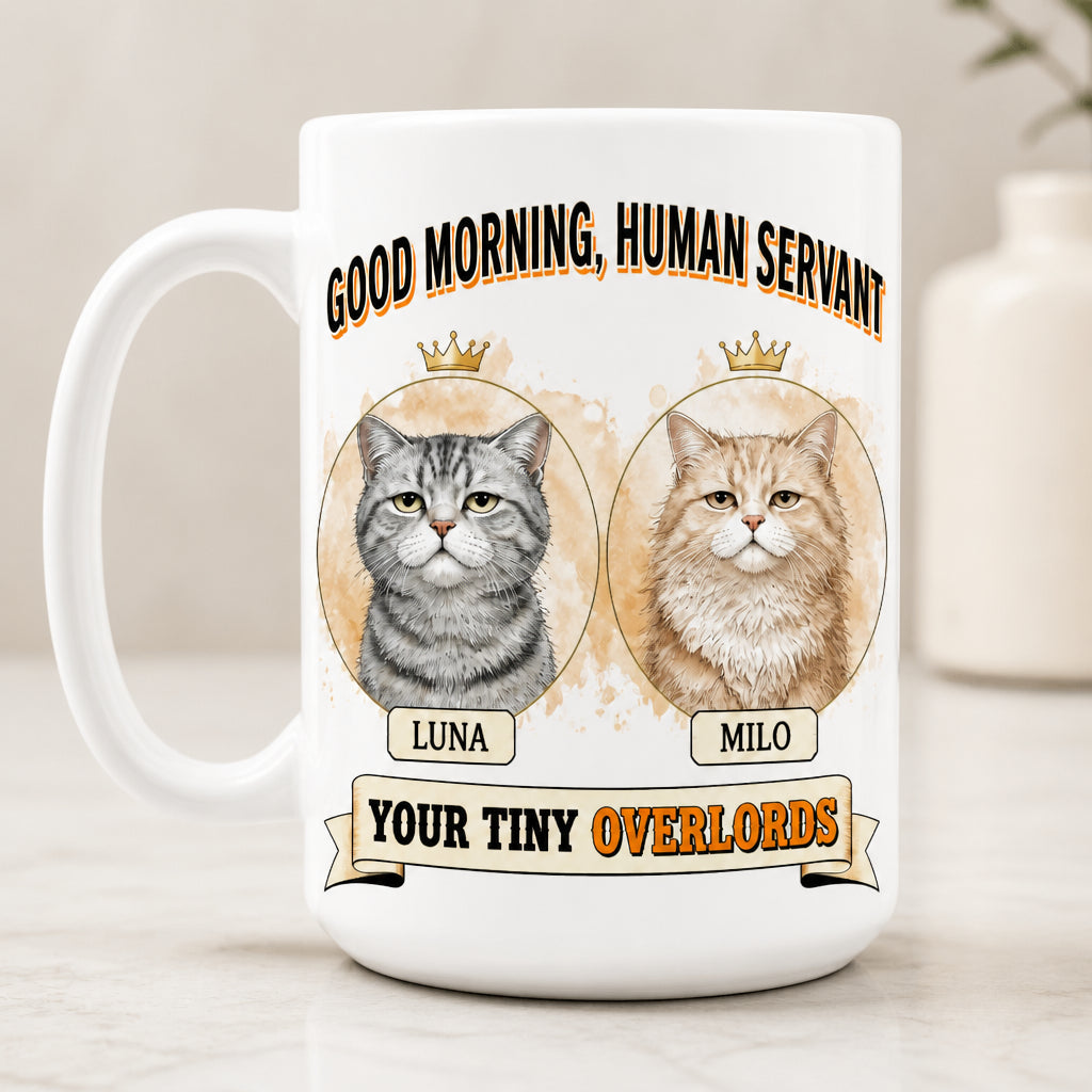Good Morning Human Servant – Your Tiny Overlords Personalized Cat Portrait Mug - Personalized Mug d008eada-ac44-420e-a88d-9d058e1c0e94.jpg