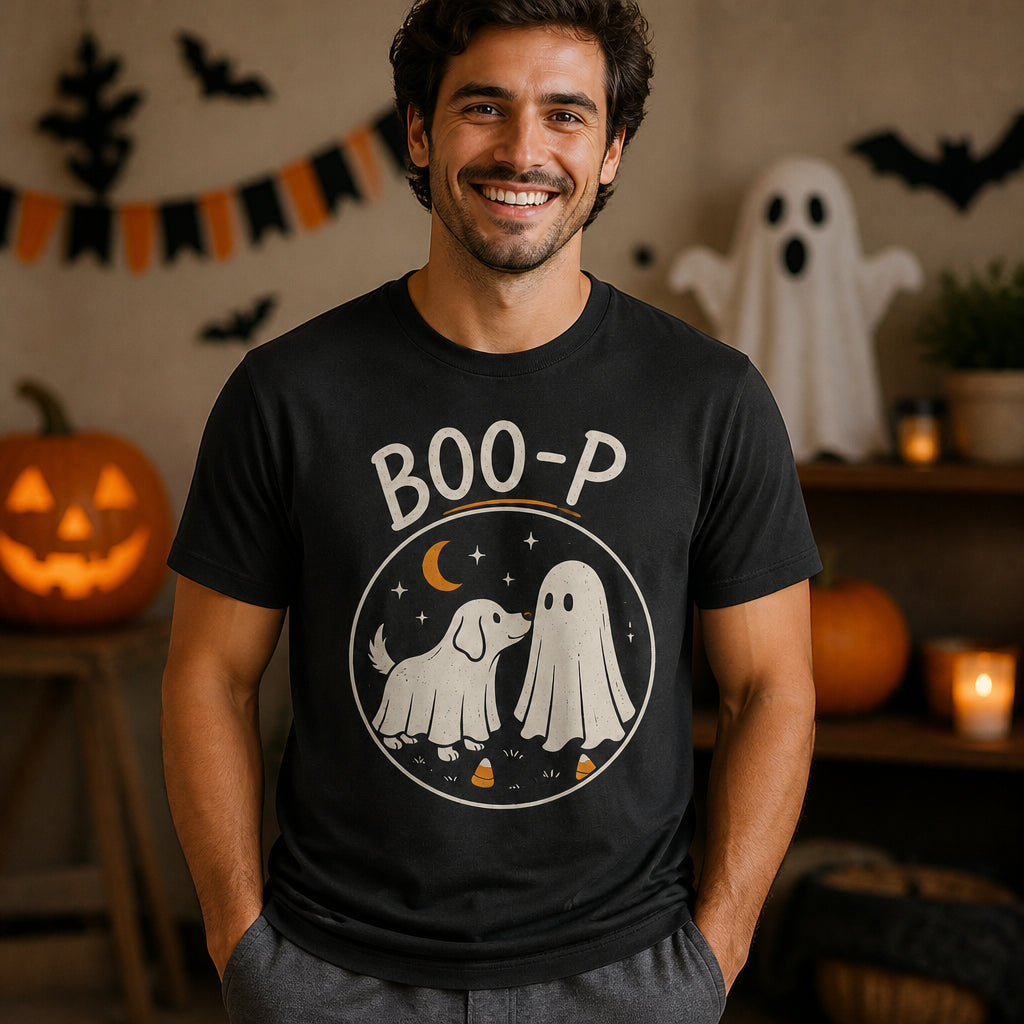BOO-P Dog & Ghost Halloween T-Shirt - T-shirt d02ddb77-881a-4b83-802b-905b59c01631.jpg