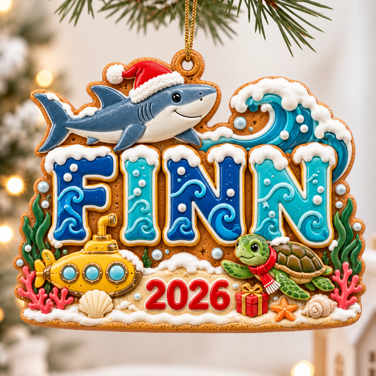 Personalized Ocean Christmas Ornament 2026 – Custom Name with Shark, Sea Turtle and Submarine, Holiday Keepsake Gift for Kids and Ocean Lovers d04a4f60-387b-4aac-a610-a1b25f693c0b-Finn-s-ocean-adventure-Christmas-ornament.png