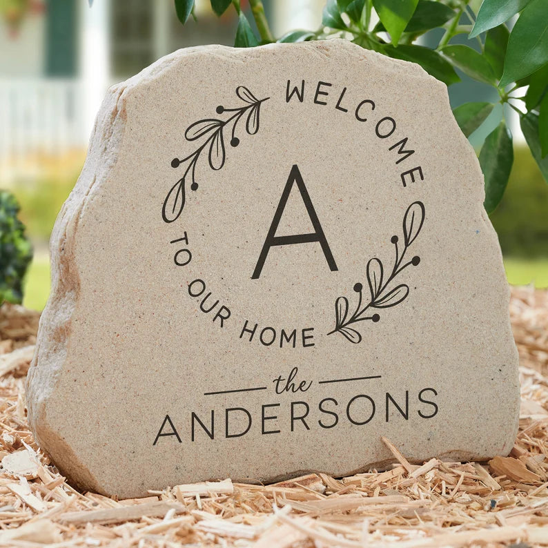 Welcome Wreath Personalized Standing Garden Stone, Outdoor Decor, Personalized Home Decor d053f939-824a-4184-b39e-94f8e16fb2ab-hfhgffgggfgfhg-10-.webp