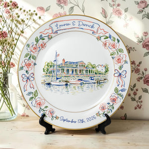 Personalized Wedding Venue Porcelain Platter-Wedding Gift for Newlyweds-Couple Gift-Romantic Whimsical Ceramic-Anniversary Plate d0574d16-6a6c-42fe-bce5-cbfc1021270a-1.jpg