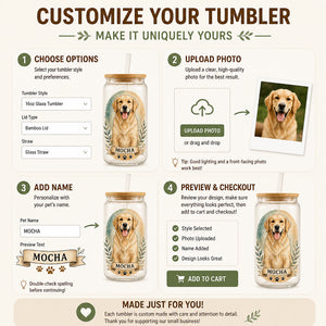 Custom Pet Portrait Glass Can Tumbler – Photo-to-Illustration with Name - Personalized Glass Tumbler d08ac44c-f0ca-4b56-bb4a-4650bd09b46c.jpg