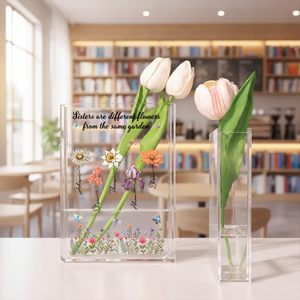 Sisters Are Different Flowers From The Same Garden - Acrylic Book Vase for Flowers, Transparent Flower Vase for Home Decor d08ba668-cc06-4daa-a353-76302f412a71-6.png