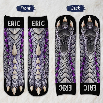 Funny Gift For Kids - Personalized Novelty Dinosaur Foot Illusion Socks d094f6c0-c037-451b-884c-97c37b2a6d88-TE141-CLA4267-Mk2.jfif
