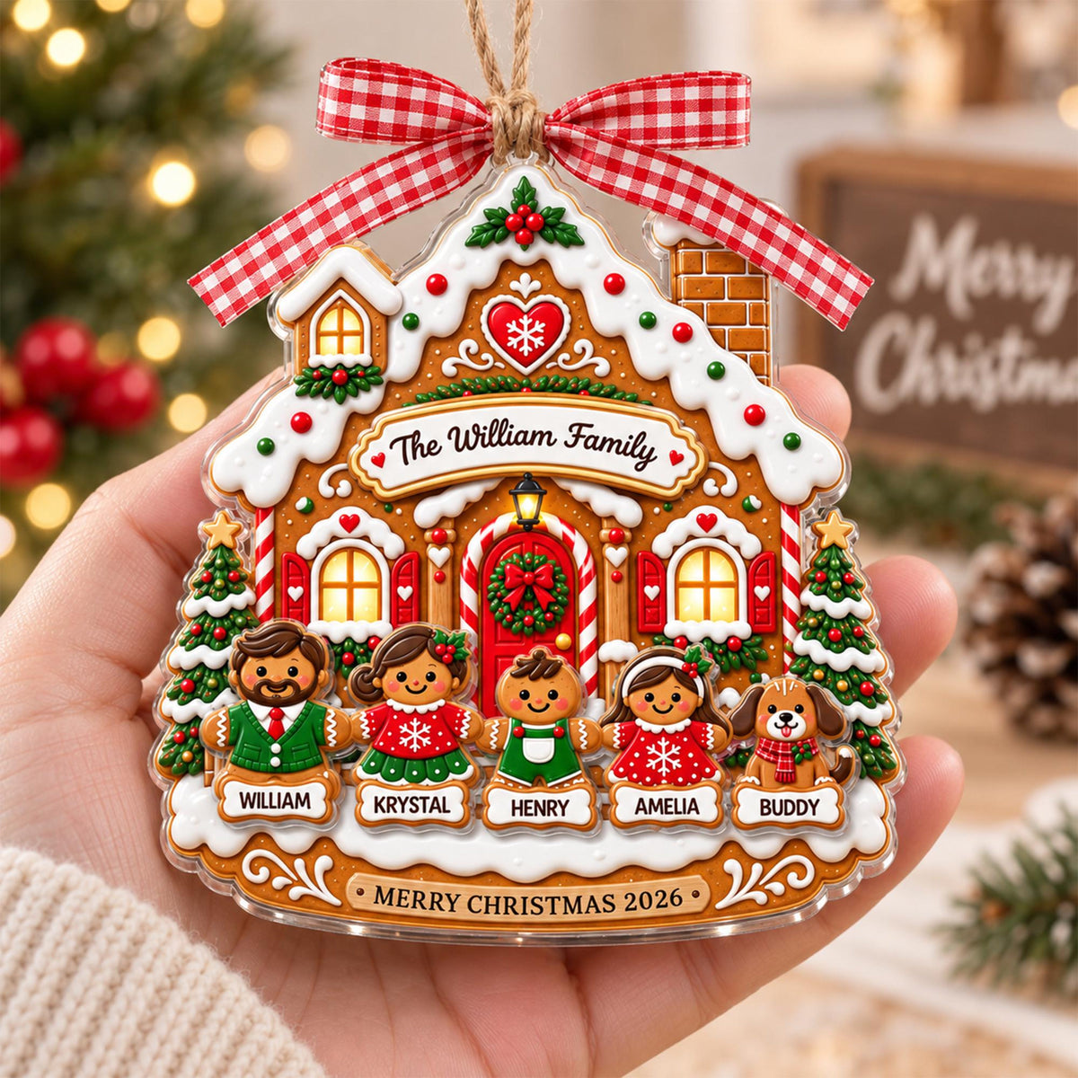 Personalized Christmas Gingerbread Family Cookie House Ornament, Custom Family Members Name Ornament, Family Keepsake, Grandma Gifts d0969e57-cdfb-4d91-925e-a18d2561b42e-1.jpg