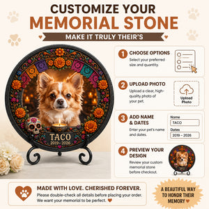 Pet Memorial Stone – Marigold Arch Portrait with Name & Years - Personalized Memorial Stone d0b501f4-801b-444f-a6c0-45b9a5ecba2c.jpg