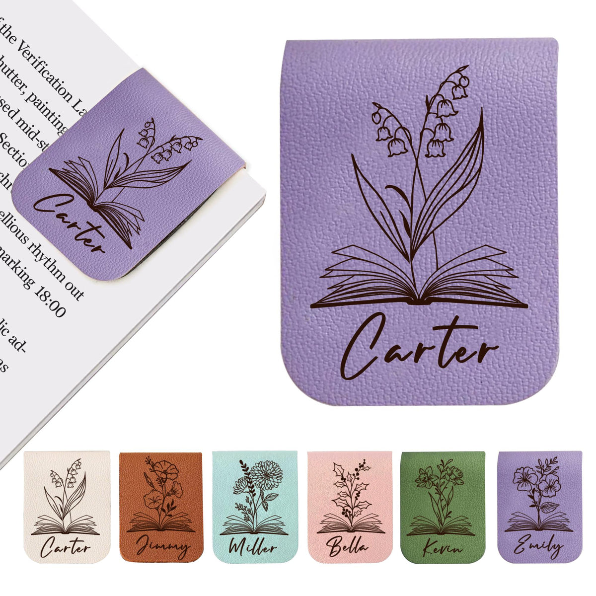 Personalized Leather Magnetic Bookmark, Engraved Birth Flower Book Mark Gifts d0bf1cb9-3c8c-4be3-bf6d-eabdca182abf-4.jpg