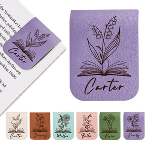Personalized Leather Magnetic Bookmark, Engraved Birth Flower Book Mark Gifts d0bf1cb9-3c8c-4be3-bf6d-eabdca182abf-4.jpg