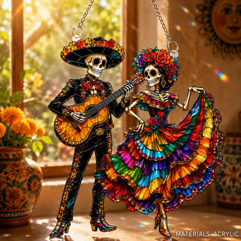 Dia De Los Muertos Suncatcher, La Catrina Couple Acrylic Window Hanging d0f39073-912a-471a-bb61-2c36cd0d0f91-ghj2.webp