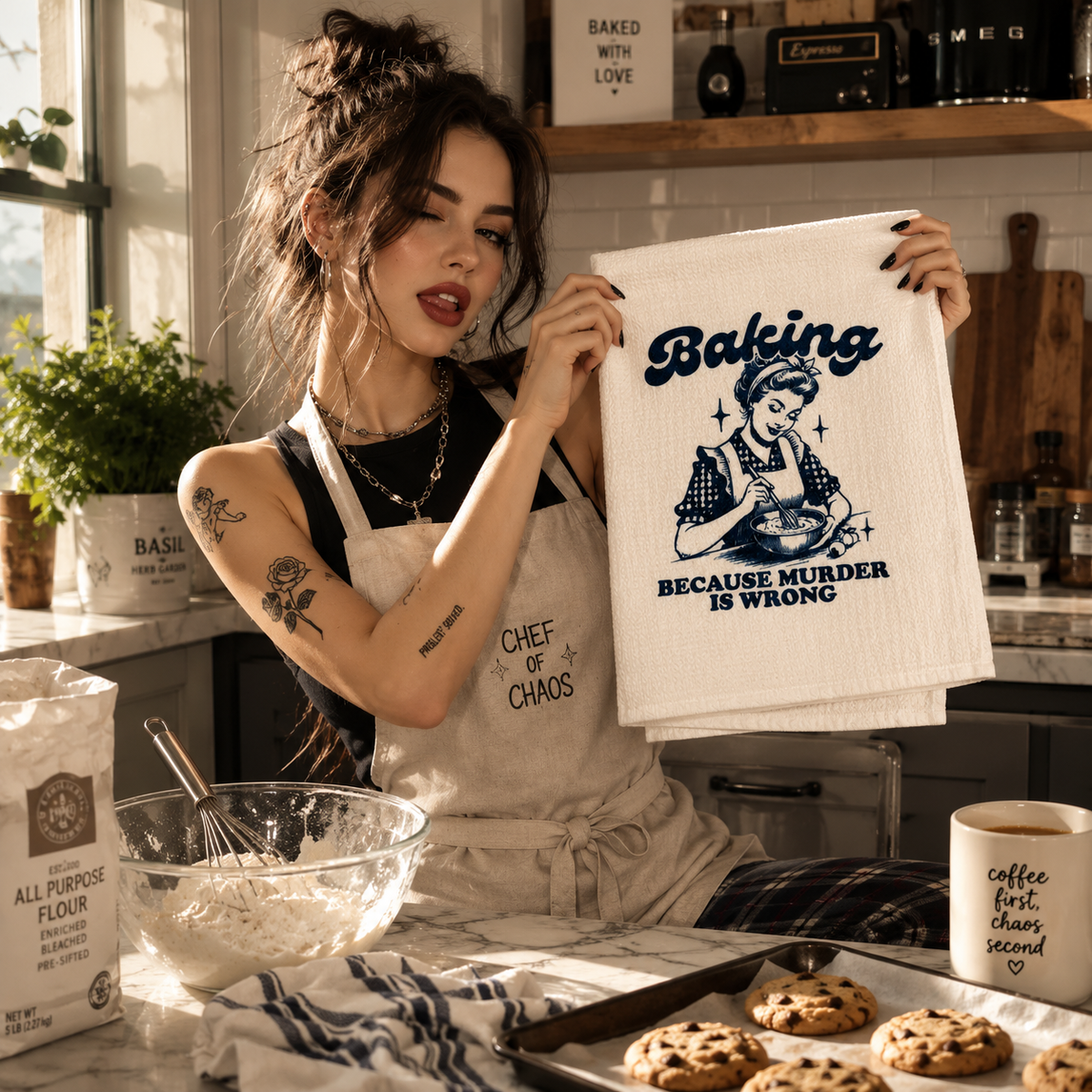 Baking Because Murder is Wrong Funny Retro Kitchen Towel | Vintage Cat Gift For Mom Dish Towels | Housewarming Shower d11247c0-b8b1-4dec-a17c-5a5cb4dc0cbe-b5506708-adbe-43ea-82e6-5bb891ad210c.png