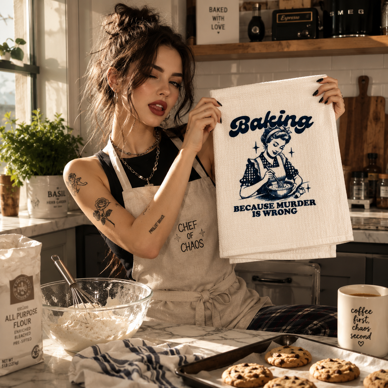 Baking Because Murder is Wrong Funny Retro Kitchen Towel | Vintage Cat Gift For Mom Dish Towels | Housewarming Shower d11247c0-b8b1-4dec-a17c-5a5cb4dc0cbe-b5506708-adbe-43ea-82e6-5bb891ad210c.png