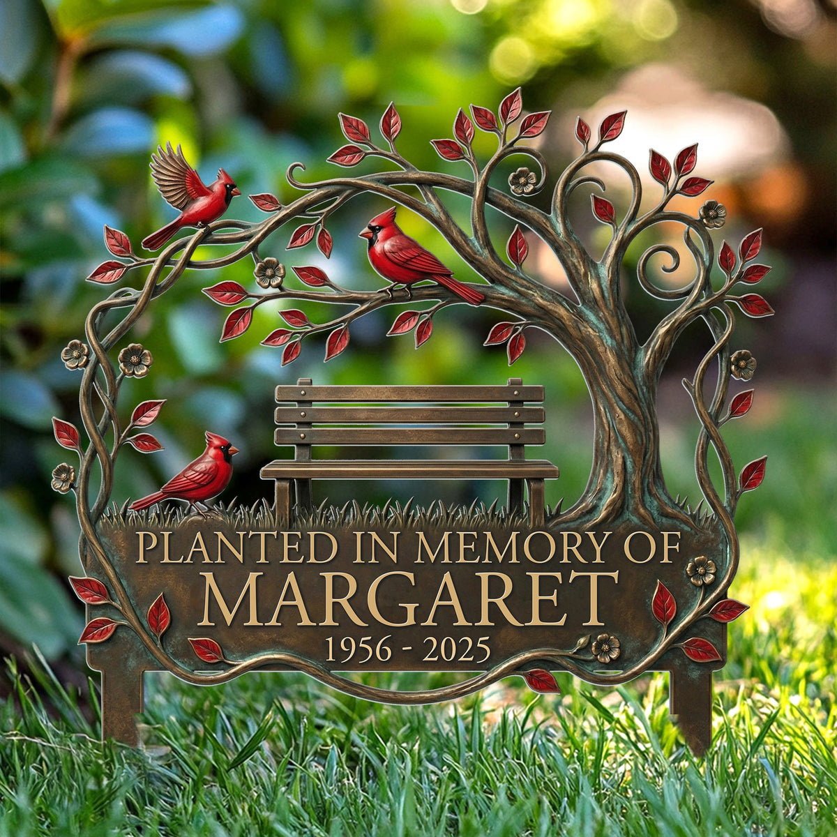 Memorial Stake Cardinal Remembrance Gift - Personalized Garden Metal Sign
