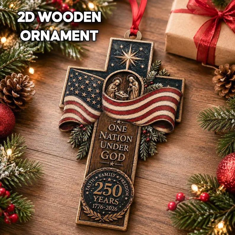 America Wood 2D Ornament, Faith Family Freedom, Patriotic Cross Decor, One Nation Under God, American Flag Ornament, Xmas Gift d11df310-98f3-47ce-a69b-83beea09e676-ghgh-7-.webp