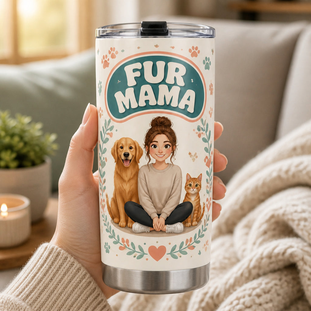 Fur Mama Cartoon Portrait Tumbler - Personalized Tumbler d125bfd0-6753-48d9-9b84-94d91750d199.jpg