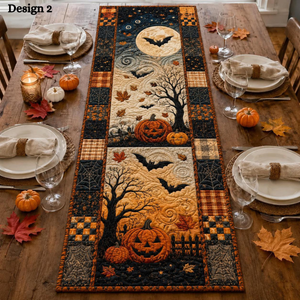 Halloween Quilted Table Runner, Fall Table Runner, Pumpkin Cat Ghost Bat Table Decor, Spooky Autumn Dining Table Runner Halloween Home Decor d129e65b-7239-4187-bd28-fe8607126c96-design-2.png