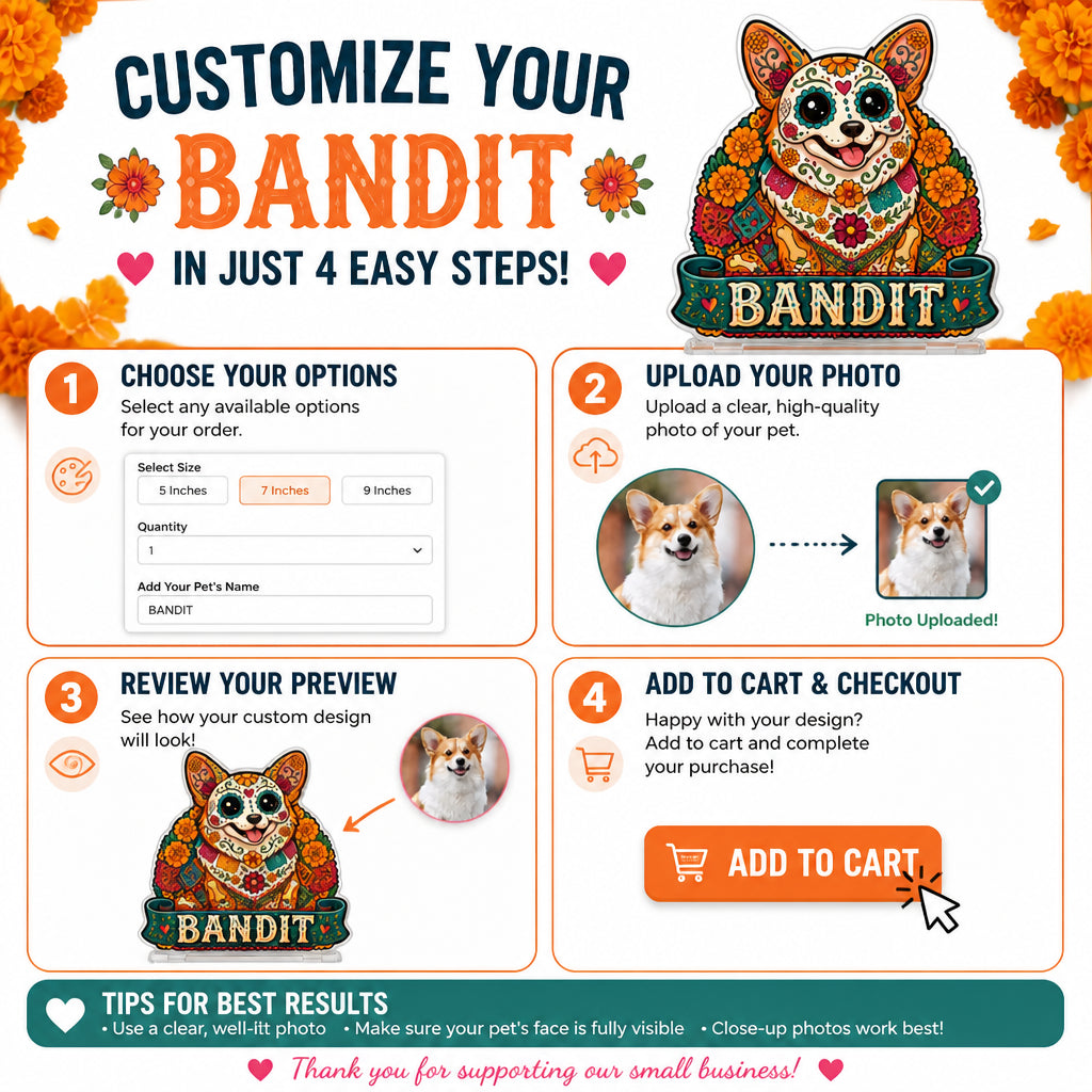 Sugar Skull Pet Standee – Custom Photo Portrait + Name - Personalized Acrylic Custom shape Standing 1 layer (FS) d12d5ef5-576a-4060-9db9-c26856024f13.jpg