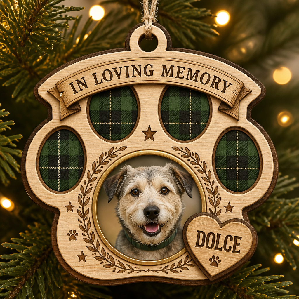 In Loving Memory Paw Photo Ornament (3‑Layer Wood) - Personalized 3-Layered Wood Ornament d147800b-1b98-46d0-806a-ce5cc9941528.png