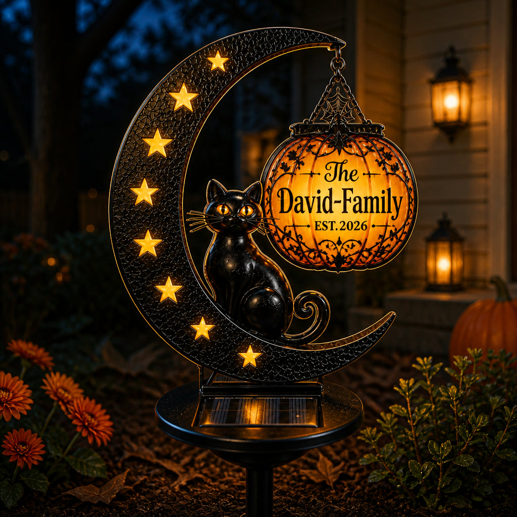 Black Cat Crescent Solar Sign – Personalized Family Name & Year - Personalized Cut Metal Sign Led Solar d1494599-35fc-4af0-9c9a-edc37fb26d86.jpg