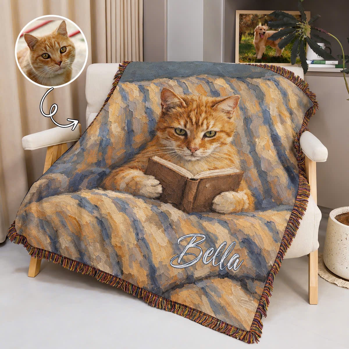 Personalised Oil Painting Pet Reading in Bed Photo Tassel Soft Throw Blanket with Name Home Decor Christmas Birthday Gift for Pet Lover d1887e6a-cdad-4cfc-bf0d-ceb0af5e2d0a-banner-2.jpg