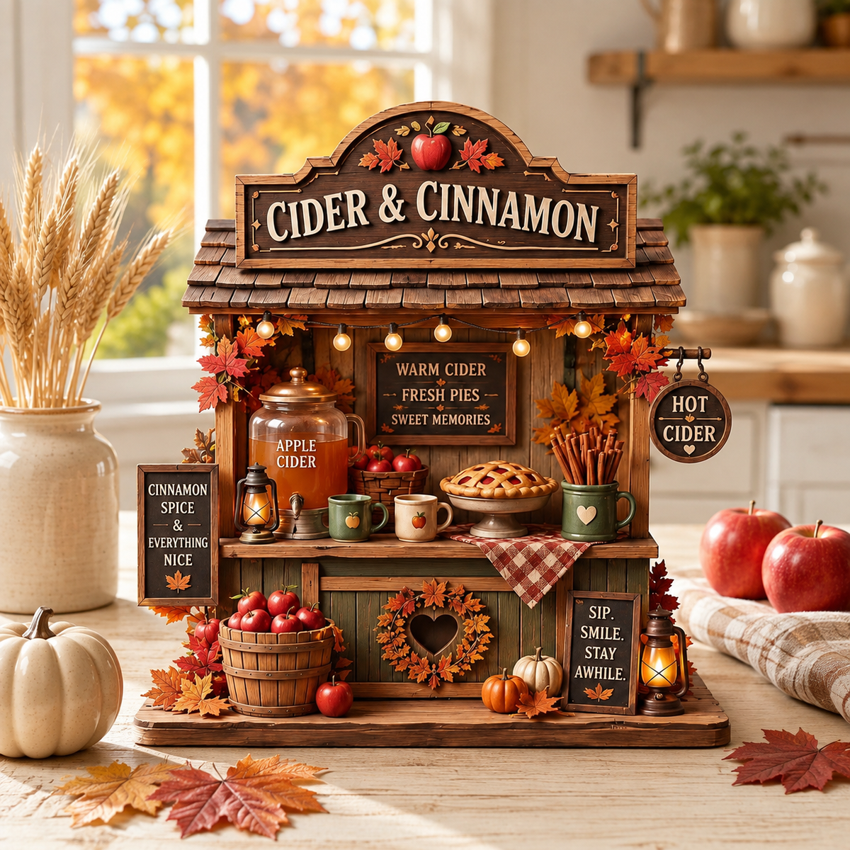 Personalized Cider & Cinnamon Wooden Block, Custom Apple Cider Stand Decor, Rustic Fall Farmhouse Shelf Sitter, Autumn Thanksgiving Gift d18af2a2-8aaa-4177-8569-04f9cd397c2c-banner-1.png