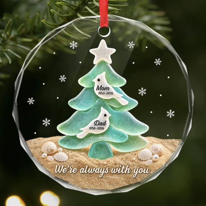 Custom Sea Glass Circle Glass Ornament - Personalized Christmas Memorial Sympathy Gifts For Loss Of Mom, Dad - You Left Love Behind d1966e89-0c3c-482d-bc6f-b5cfe626823f-banner-2.jpeg