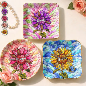 Nana Auntie Mom Family Sunflower - Personalized Ring Dish