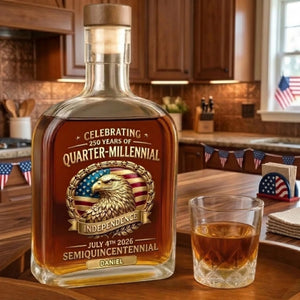 Custom Liquor Whisky Bottle - America 250th Anniversary Gifts For Women, Men - Proud Hearts Stand Tall