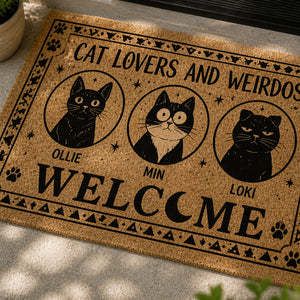 Cat Lovers And Weirdos Welcome — Custom 3-Pet Doormat - Personalized Doormat d1a56738-ee52-4828-8bae-93d3c1702a7b.jpg