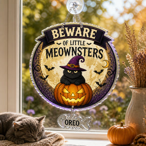 Beware of Little Meownsters Personalized Cat Garden Flag - Personalized 1 Layered Suncatcher with Charm d1a76088-265d-4a22-a643-37ba5f3a0f51.jpg