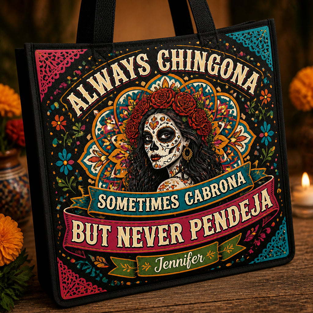 Always Chingona Sugar-Skull Floral Tote – Personalized Name - Personalized AOP Tote d1bacfb9-16f2-4da6-bec2-afb25e441437.jpg