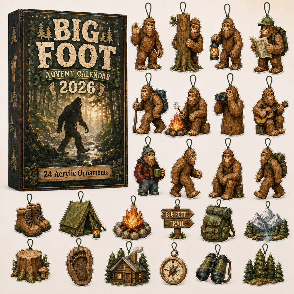 Camping Big Foot Advent Calendar 2026 - 24-Day Festive Countdown, Acrylic Charms Blind Box - Gift For Campers, Family & Friends d1ca3185-2a14-4808-914e-0d4f7a8ca83a-big-foot-box-charms.png