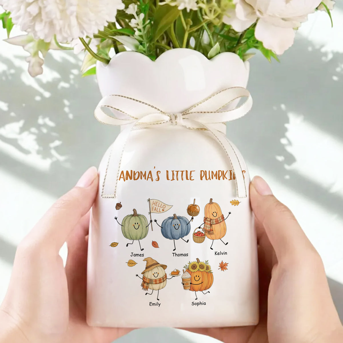 Grandma's Little Pumpkins Cute Character Bloom Vase - Personalized Ribbon Tie Flower Vase d1cb7a65-db0e-41d5-88fc-a05b82bcc604-3.jpg