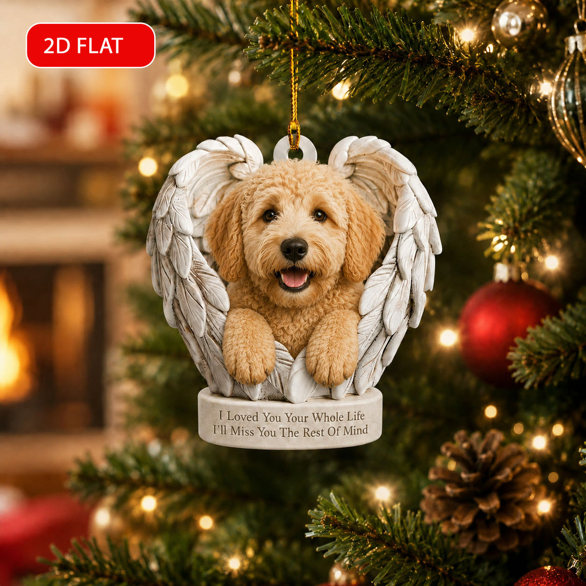 Personalized Dog Angel Wings Ornament, Custom Dog Ornament, Dog Car Ornament